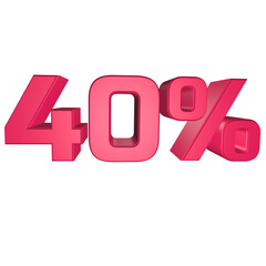 40% off discount 3D rendering design for sale marketing text