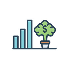 Color illustration icon for growing 