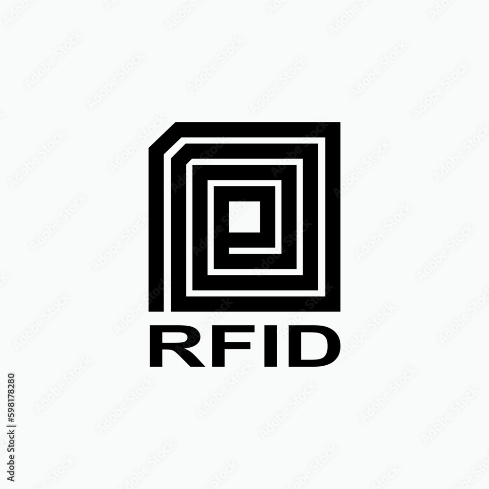 Poster rfid or radio frequency identification vector icon for apps and websites.