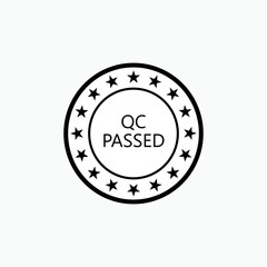 QC Passed Icon. Product's Quality Control Illustration, Trendy Symbol for Design, Industrial Websites, Presentation or Application  -  Vector.