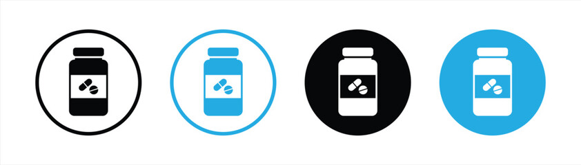 medicine pill icon set. pill icon symbol sign collections, vector illustration