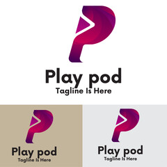 Modern gradient p letter play podcast logo
