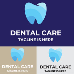 Blue and white modern vintage dental care logo
