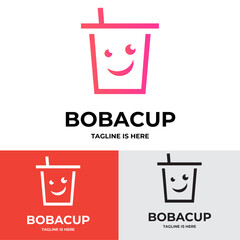 Creative happy face cup drink logo
