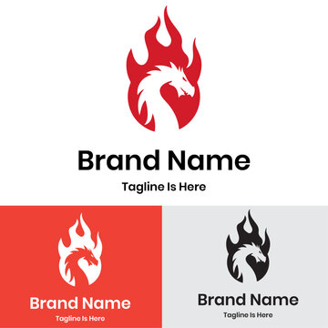  flame dragon  logo design, dragon fire logo
