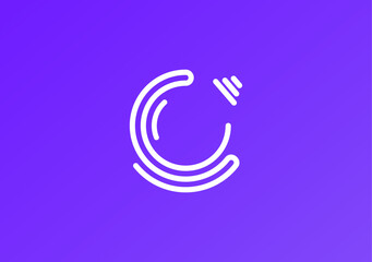 line design letter C with a light bulb or lamp logo design