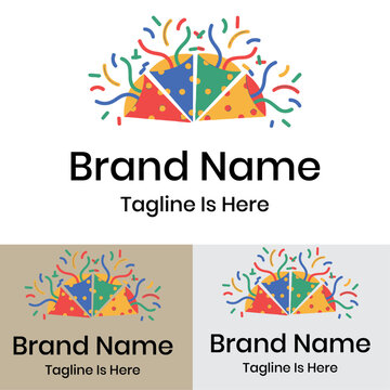 Yellow colorful party event management logo
