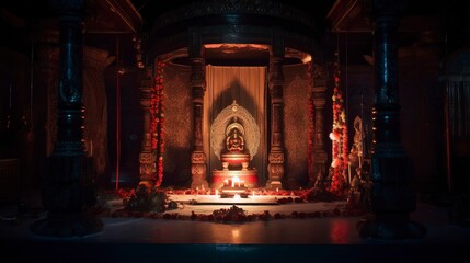 Puja Mandap illustration. Generative AI