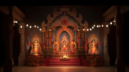 Puja Mandap illustration. Generative AI