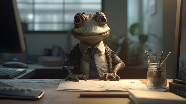 mudskipper advertising executive, digital art illustration, Generative AI