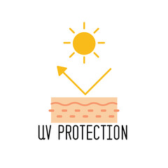 UV reflection skin after protection. Skin care concept. Vector illustration.
