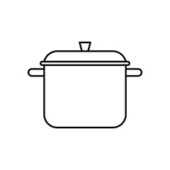 Stew pan line icon, outline vector sign, linear style pictogram isolated on white. Symbol, logo illustration. 
