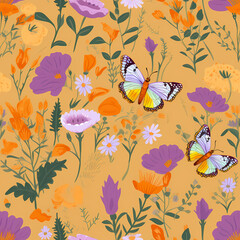 seamless playful whimsical butterfly pattern background. AI