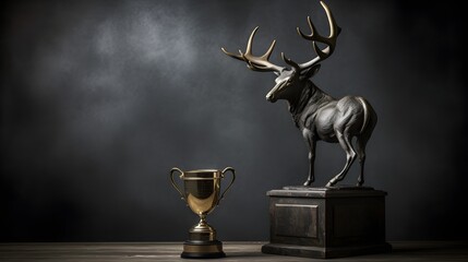 trophy cup and trophy deer
