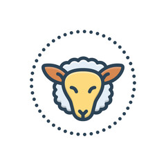 Color illustration icon for head sheep