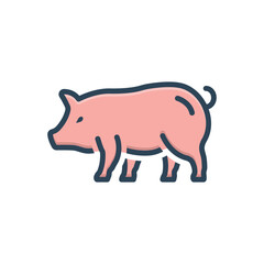 Color illustration icon for pig 