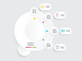 round circle timeline infographic element report background with business line icon 6 steps