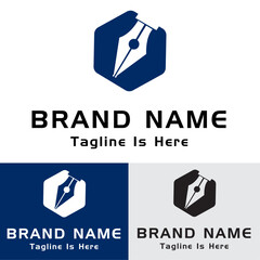 Dark blue minimal smart school logo design
