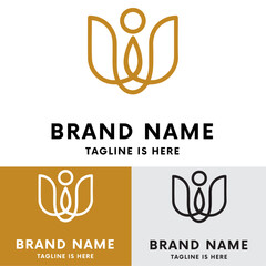 Golden flower logo template illustration
