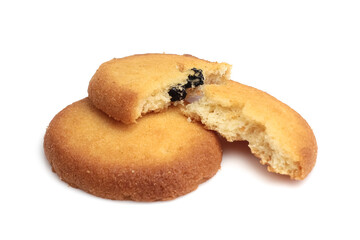 Danish butter cookies, butter cookies isolated on white bakcground