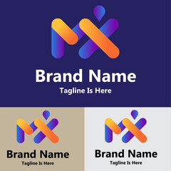 Bright gradient modern abstract mx letter logo