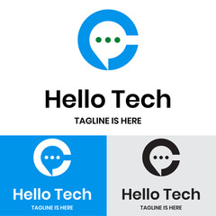 Letter c with chatting messages concept logo design.
