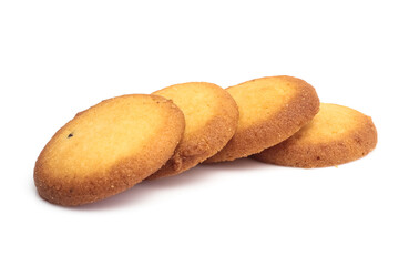 Danish butter cookies, butter cookies isolated on white bakcground