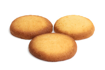 Danish butter cookies, butter cookies isolated on white bakcground