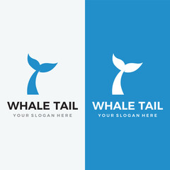 Whale mammal tail animal logo template design with water waves concept.