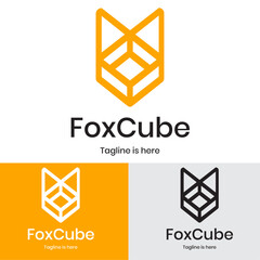 Fototapeta premium Geometric fox head gaming technology logo 