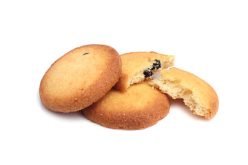 Danish butter cookies, butter cookies isolated on white bakcground