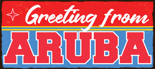 Greetings from Aruba vacation vintage vector signs template