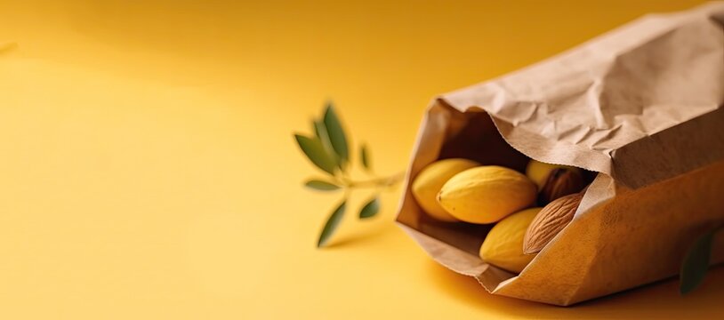 vegetables , bea,, almond, flower n a shopping bag, with Generative AI	
