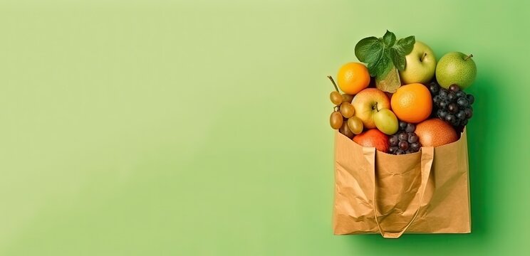 vegetables , bea,, almond, flower n a shopping bag, with Generative AI	