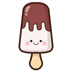 White chocolate ice cream character in stick