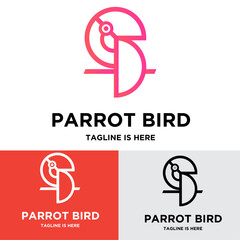 Parrot line art logo design
