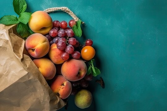 vegetables , bea,, almond, flower n a shopping bag, with Generative AI	