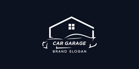 Automotive repair and car repair logo with creative car shape and gear design vector