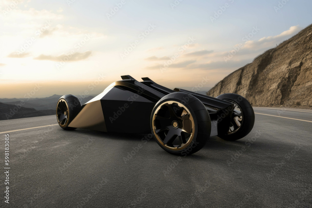 Poster intense expression of a prototype race car captured close up speed drive concept. ai generation. gen