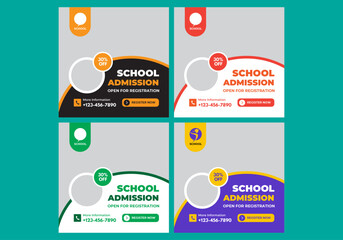 Kids school admission social media post template school admission promotion social media template
