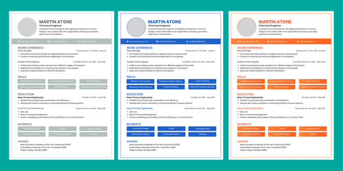 Modern cv, resume, and cover letter layout vector template for business job applications