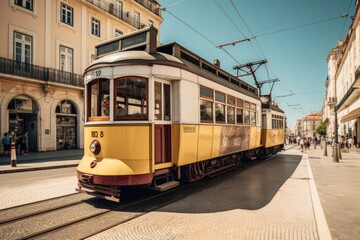 Fototapeta na wymiar Old traditional tram. Generative AI