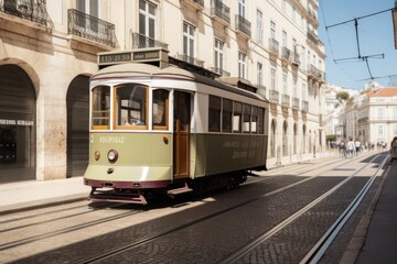 Fototapeta na wymiar Old traditional tram. Generative AI