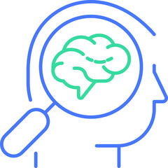 Brain check line icon