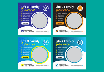 Life & family insurance instagram social media post banner template
