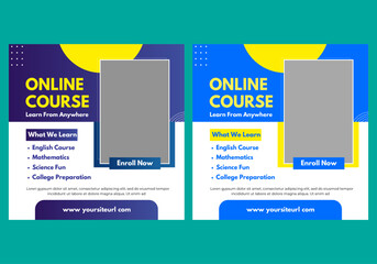 Online course social media instagram post banner template
