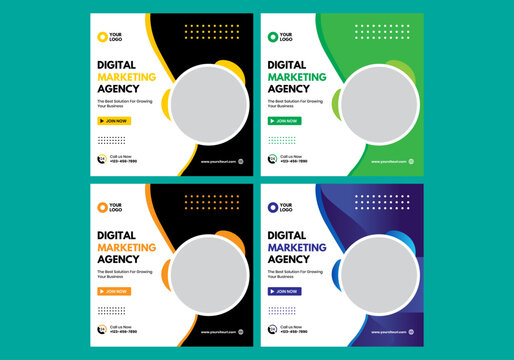 Digital marketing and corporate social media post and web banner design template
