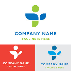Health care logo for medical center with line cross symbol

