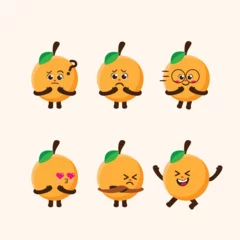 Fotobehang Flat Kawaii Cute Orange Mascot Character Illustration Set © MHasbiZahrowil