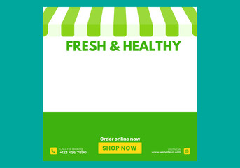Organic food vegetarian food banner for instagram social media post template
